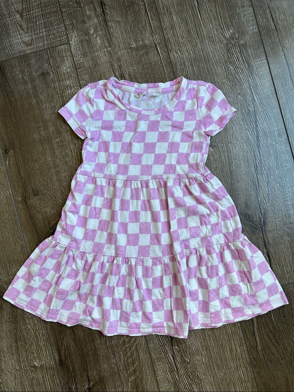Gap Pink and White Checkerboard Tiered Dress